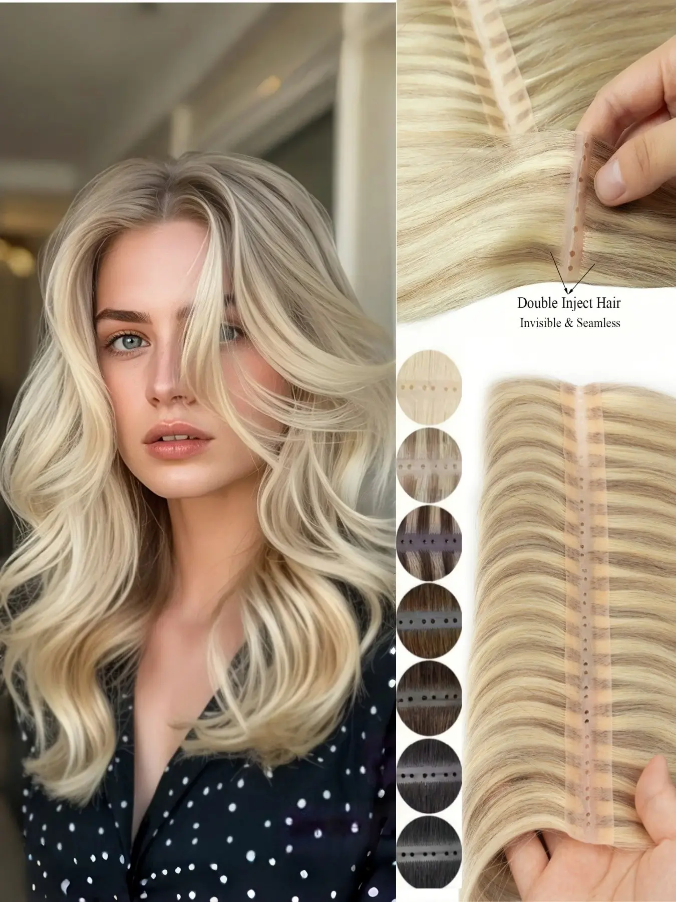 PU Weft Human Hair Extensions Invisible Thin PU Tape Real Human Hair Soft Smooth No Shedding Multiple Colors Lengths Quick Install Thick Hair For Daily Beauty Salon Use