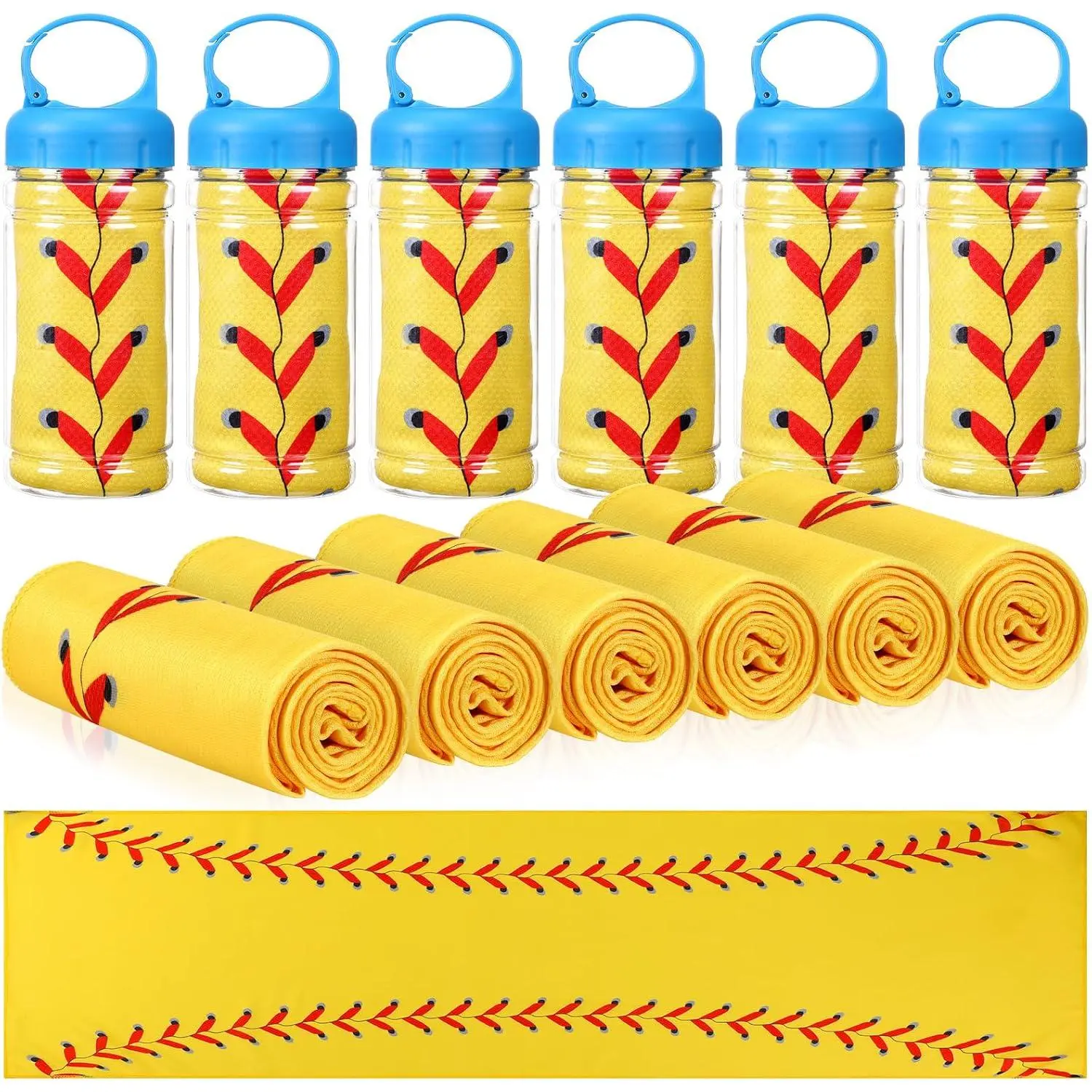 12 Pack Softball Cooling Towels, Softball Ice Towels for , 40"x12" Breathable Chilly Towel with Plastic Container, Microfiber  Towel for Players Team   Party Favors