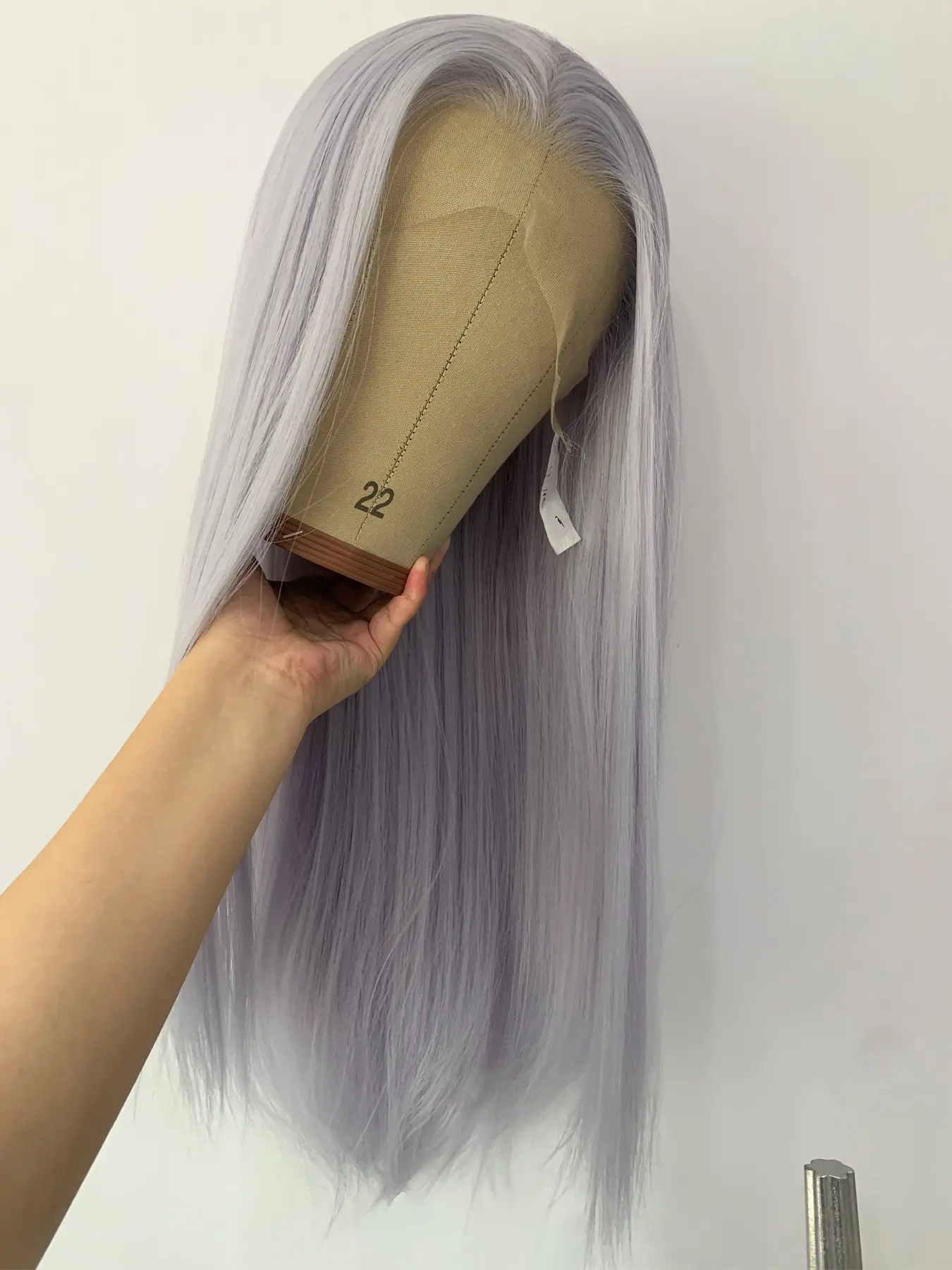 26-Inch Women's Ash Blue Long Straight Wig, Fashion Synthetic Fiber, 13x4 Front Lace, Natural Hairline, Comfortable, All Seasons