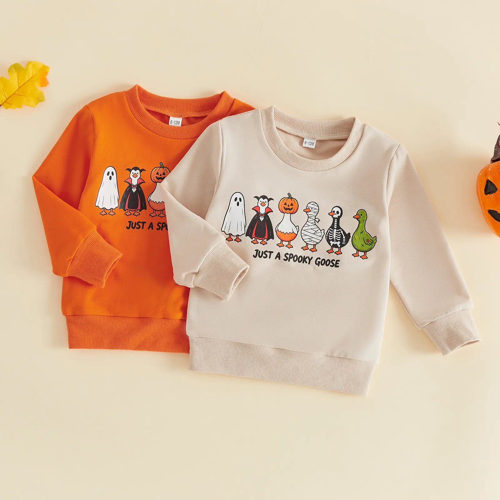 Toddler Baby Little Boy Halloween Sweatshirts Pullover Tops Long Sleeve Goose Print Tops Fall Winter 6M-4T