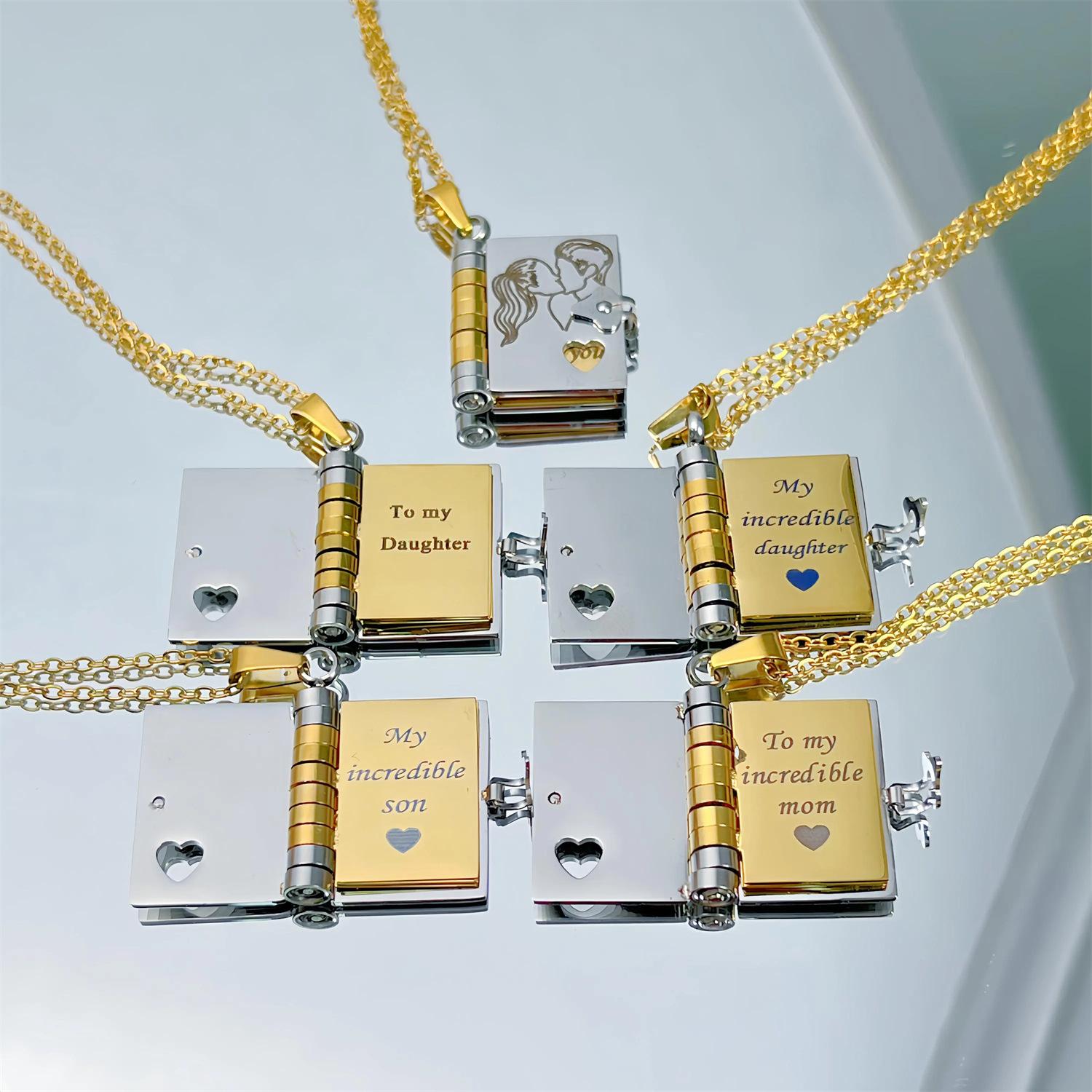 Love Book Necklace for Daughter & Son | Engraved "My Little Hero & My Little Angel" Love Letters | Sentimental Jewelry for Dad Mom Son Daughter Grandpa Grandma & Lovers | Perfect Gift to Express Deep Emotions & Heartfelt Ideas for Kids