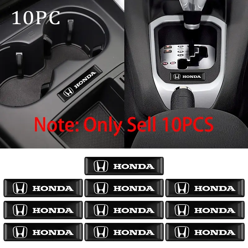 10Pcs Long/Short Car Styling 3D Epoxy Car Stickers Emblem Badge Decoration Decals For Honda Civic Accord City Odyssey XR-V CR-V HR-V Passport Insight Pilot Vezel Fit Jazz Auto Accessories