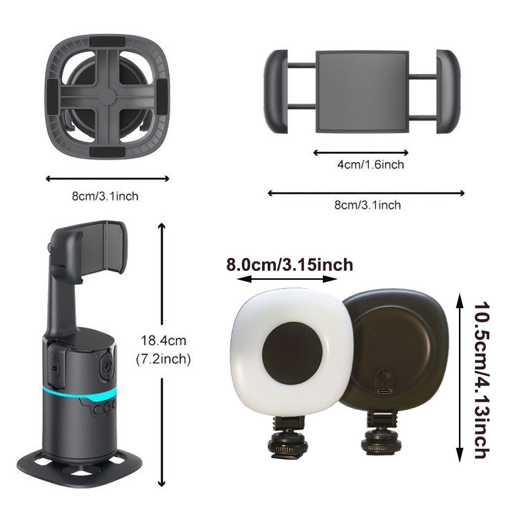 360-degree Rotatable Selfie Stick, Selfie Stand, Smart Face Tracking Phone Gimbal Stabilizer with 2 Rechargeable Fill Lights, Phone Accessories for Video Recording