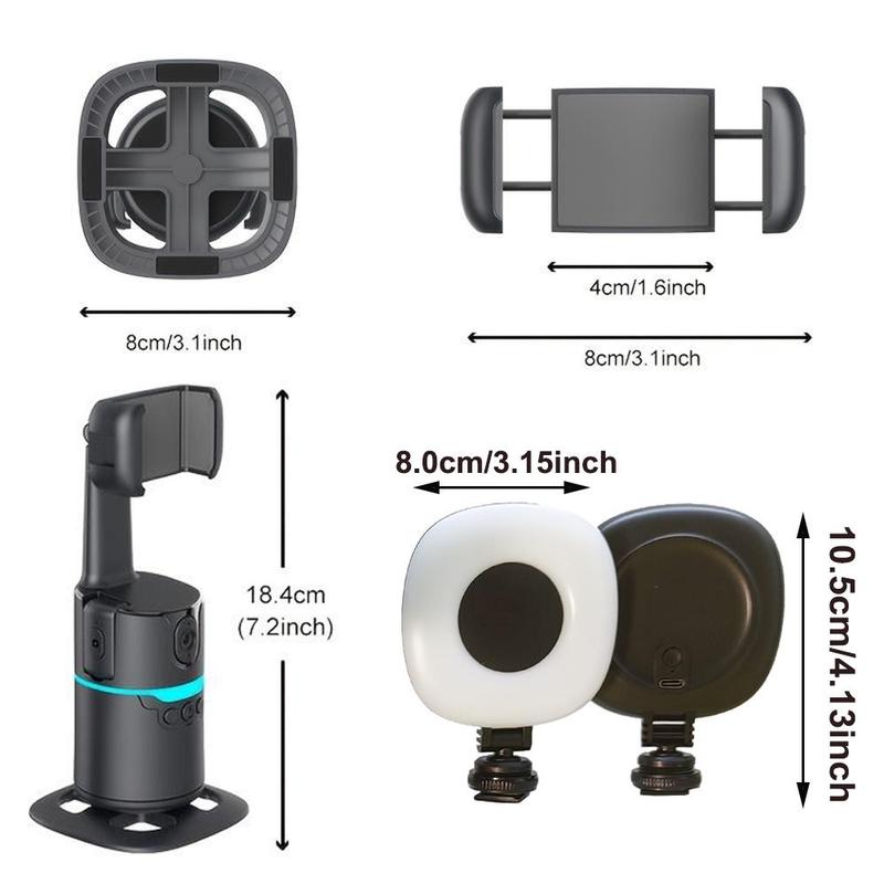 360-degree Rotatable Selfie Stick, Selfie Stand, Smart Face Tracking Phone Gimbal Stabilizer with 2 Rechargeable Fill Lights, Phone Accessories for Video Recording