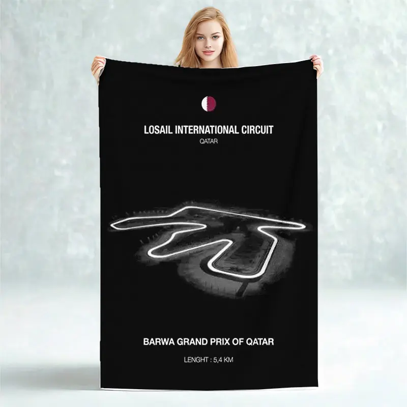[2D flat] Qatar Losail International Circuit poster creative design simple style print exquisite blanket, suitable for napping cover, a great Christmas gift/New Year gift/Valentine's Day gift
