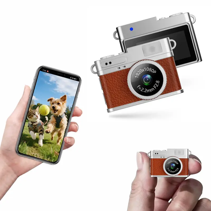 An Exquisite And Cute Mini Camera, a Small Portable Photography Gadget. This Retro, Mini, Wearable Photography Device Comes with an 8GB Memory Card. It Features Switchable Filters, a Flash, And Video Recording Capabilities