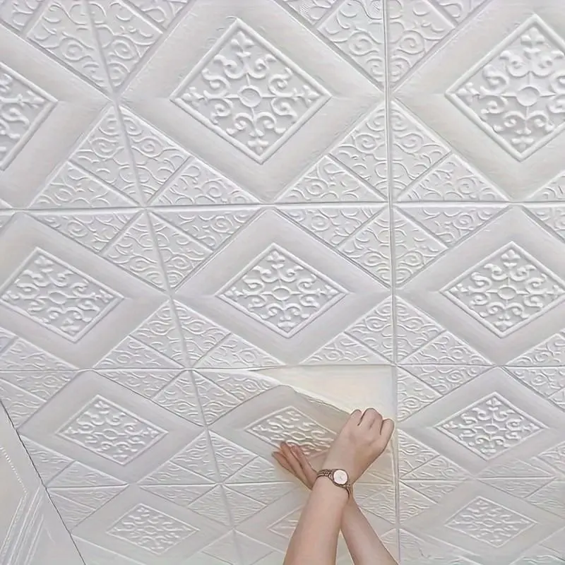 20/30pcs Self-Adhesive Wall Paper, 3D Foam Brick Texture, Ceiling Renovation Stickers, Kitchen Living Room Bedroom Decor, Decorative Wallpaper