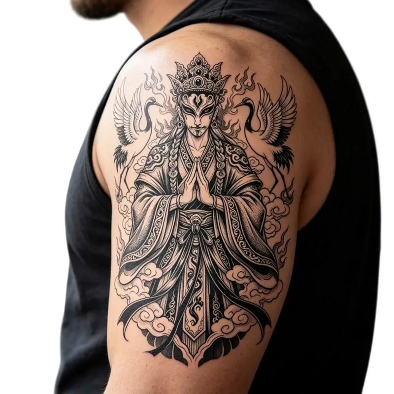 Semi-Permanent Tattoo Stickers,Premium Temporary Herbal Arm Thigh for Men Women, Waterproof Long-Lasting 1-2 Weeks, Realistic Crane Boy Design, Pain-Free Plant-Based Body Art for Music Festivals