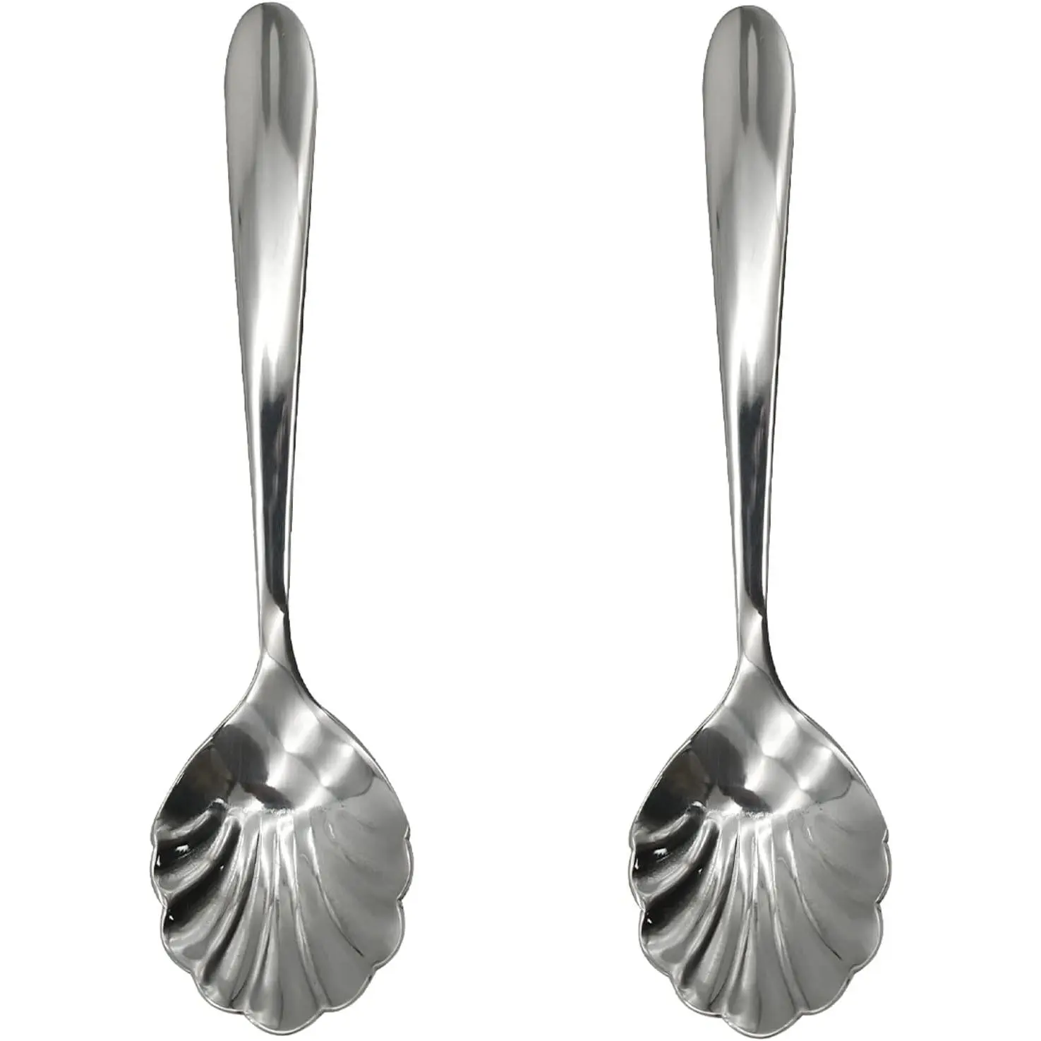 Baby & Maternity Shell Form Stir Spoons - 2Pcs Vintage 18/10(304) Stainless Steel 4.96in Teaspoons for Home, Bar Use (New Model), Classic