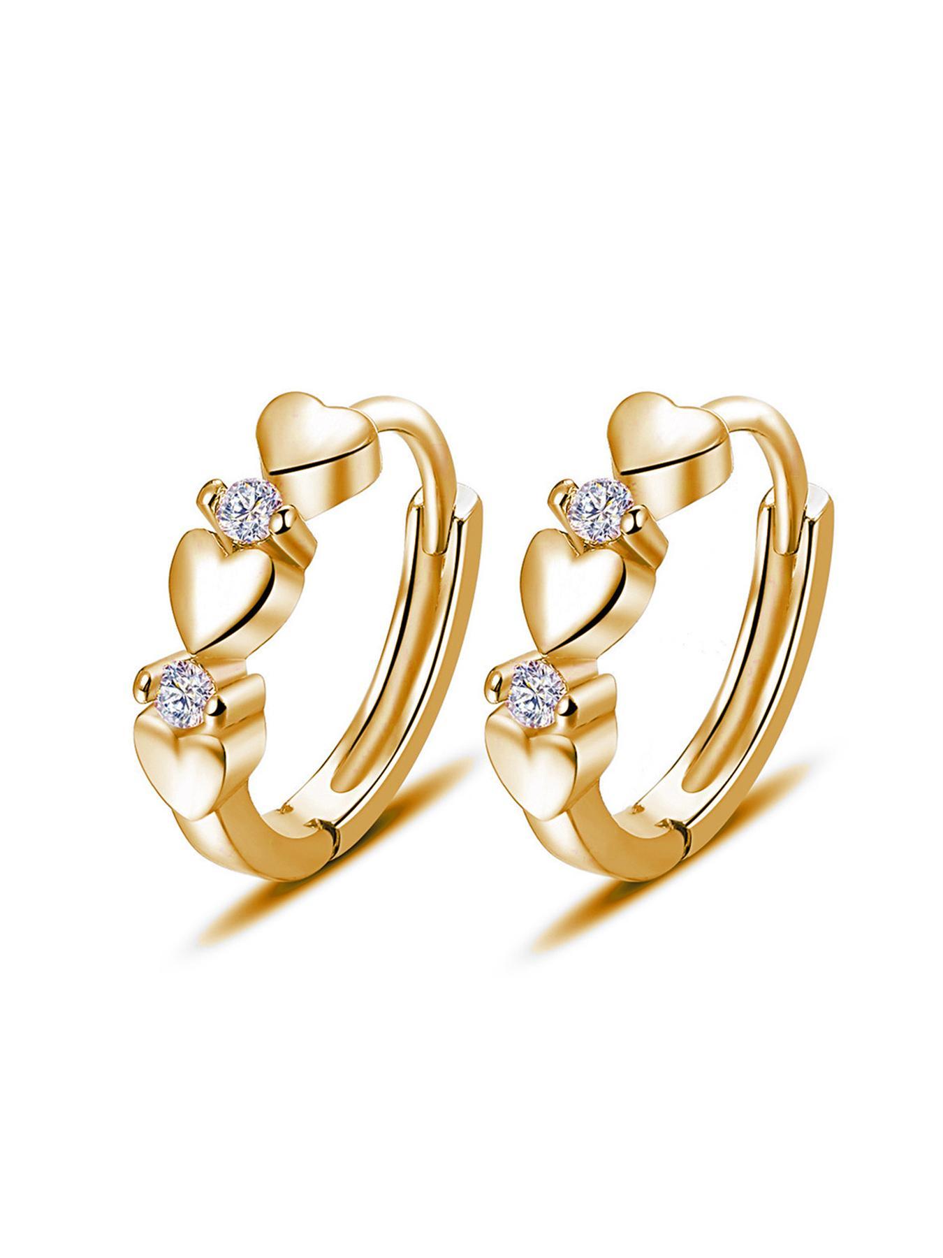 Cute Rhinestone Decorated Heart Shaped Earrings, 2pcs Elegant Fashion Hoop Earrings, Anniversary Wedding Party Jewelry Gifts for Women