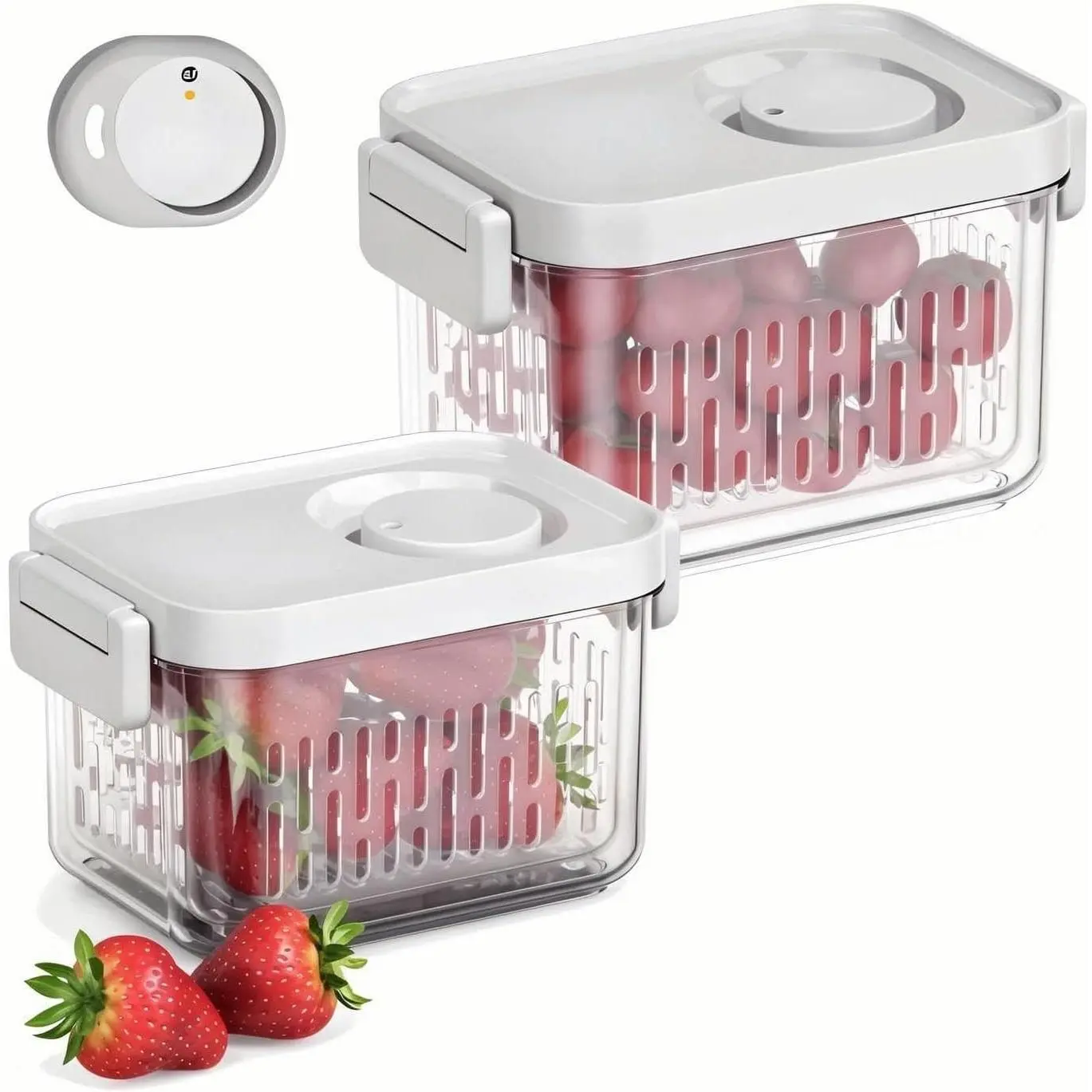 Dishwasher Safe Berry Keeper and Produce Saver, Clear BPA-Free Fruit Containers, Lettuce Keeper, Strawberry Container to Keep Food Fresh, 3.8 CupGift
