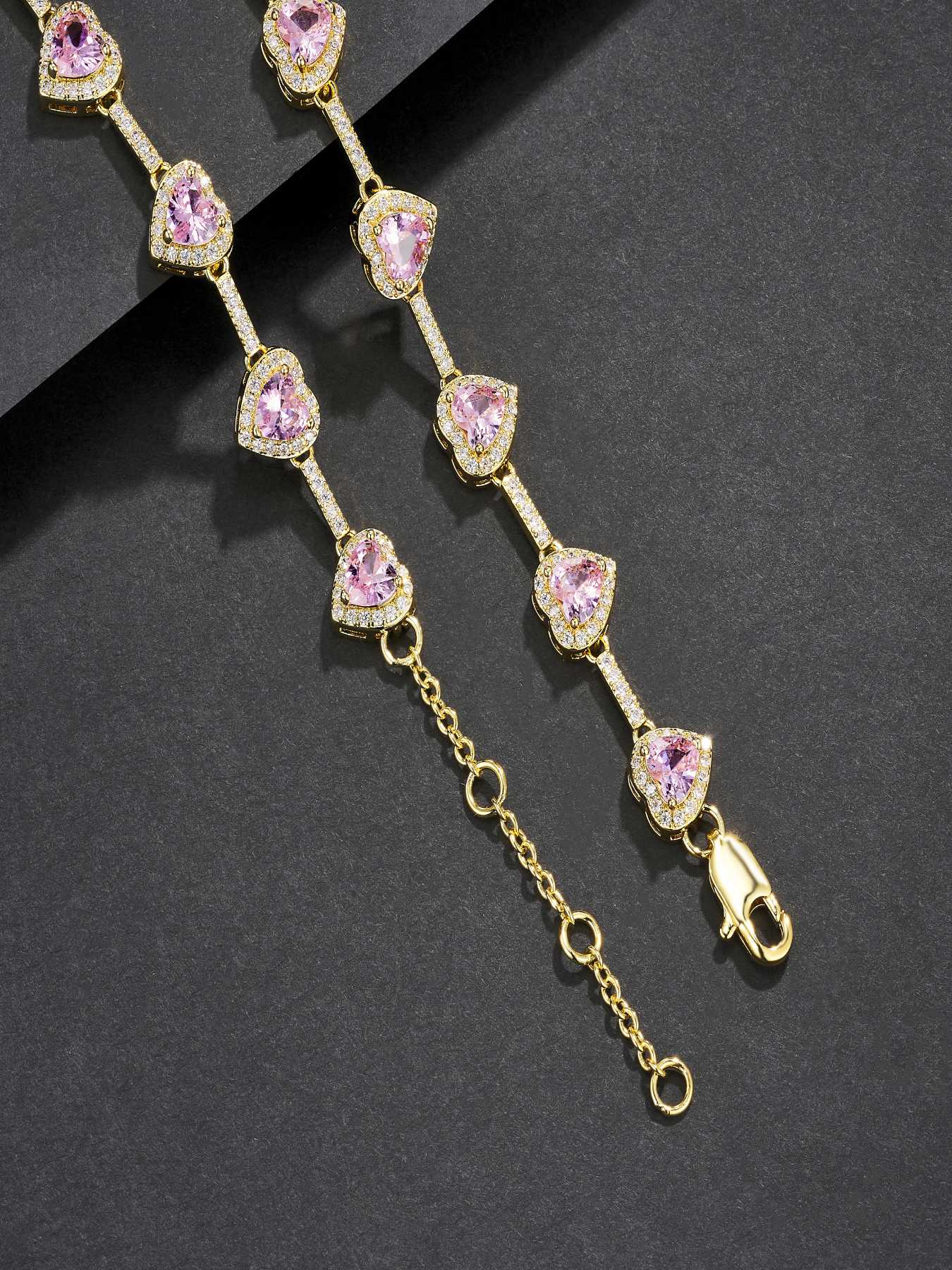 10mm Pink Heart Shaped Necklace, Heart Design Necklace, Fashion Jewelry for Party, Daily Clothing Decor, Trendy All-match & Exquisite Jewelry for Birthday Gift