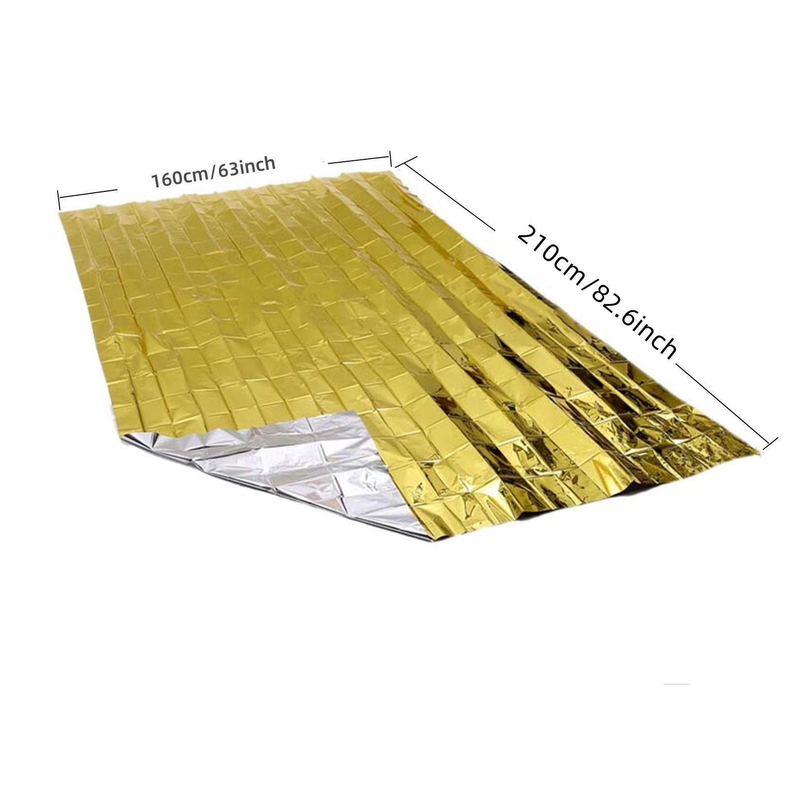 Outdoor Emergency Survival Mylar Thermal Blanket, First Aid Rescue Foil Military Body Warmer Blanket, Portable Camping Hiking Blanket