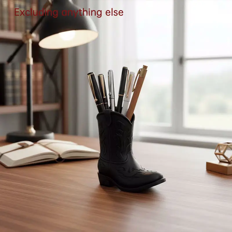 Handmade Western Cowboy Boot Pen Holder and Desk Organizer, Rustic Cylindrical Storage Rack, Vintage Desktop Decor, Perfect Gift for Christmas and Birthdays