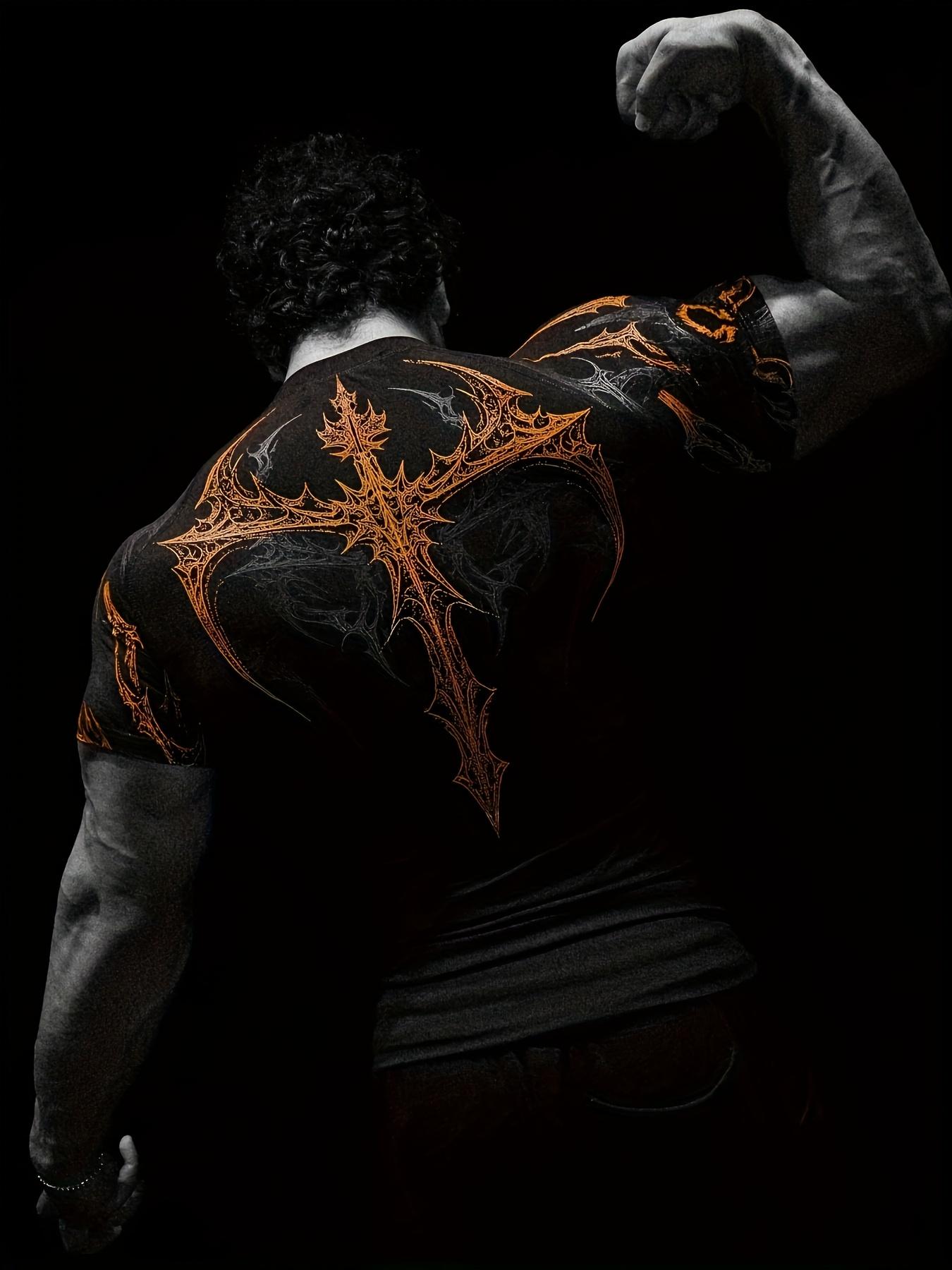 Men's Compression Short Sleeve T Shirt S XXL High Elasticity Muscle Fitness Shirt Unisex Black Tight fitting Red Geometric Muscle Texture Quick drying Moisture wicking for Workouts Yoga Beach Gym Tees Athletic Apparel