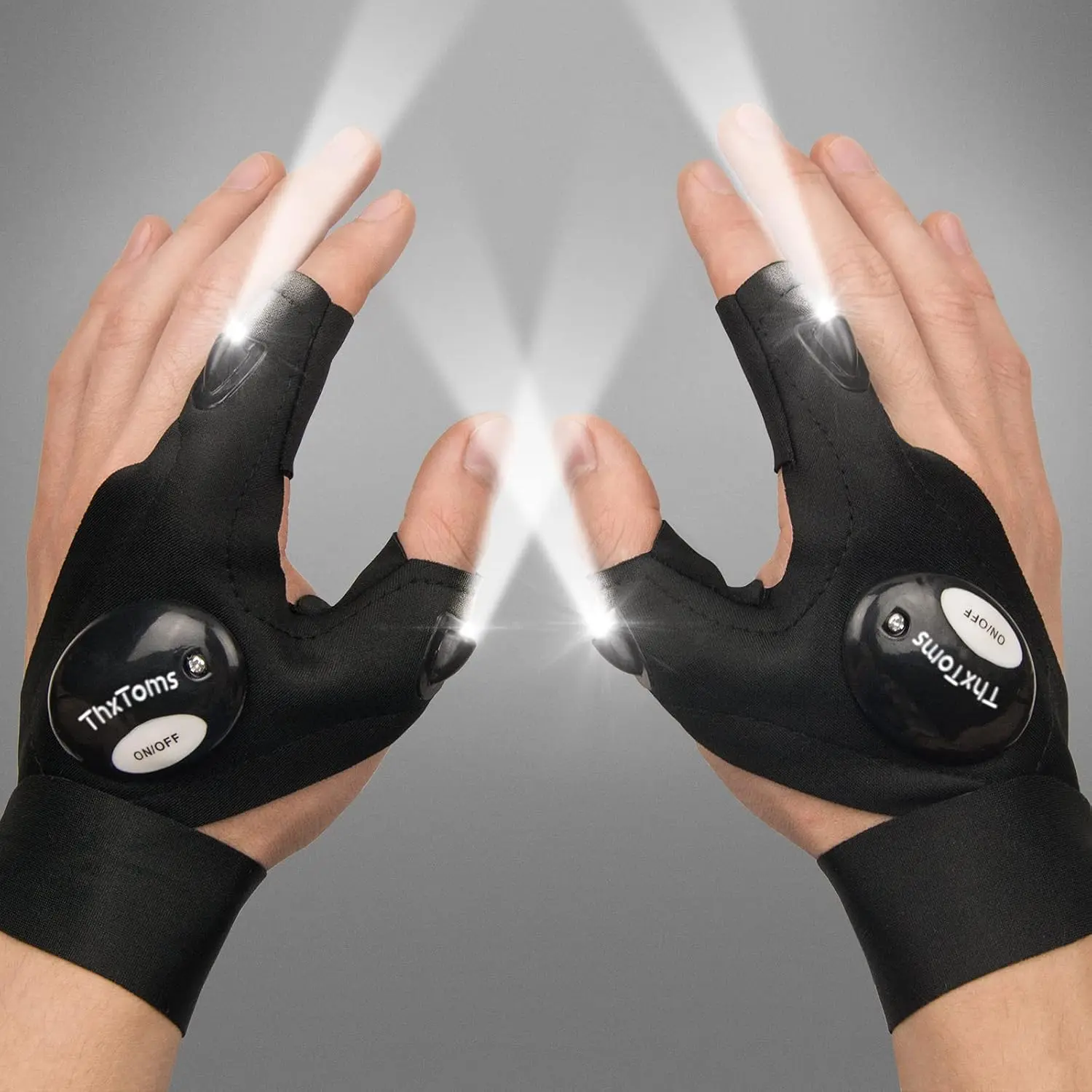 LED Flashlight Gloves for Men, Adjustable Hands-Free Light for Outdoor Work, Functional Gear for Camping Fishing