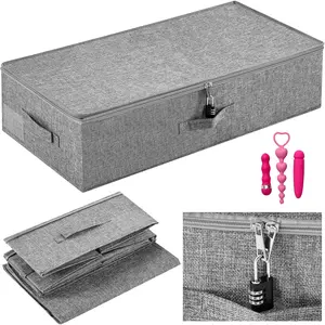 29.9 x 15 x 6.7 Inch Large Discreet Lockable Personal Item Storage Bag Under Bed Storage Box Organizer with Zipper Lid Underbed Clothes Shoe Container for Dorm and Home(Gray)