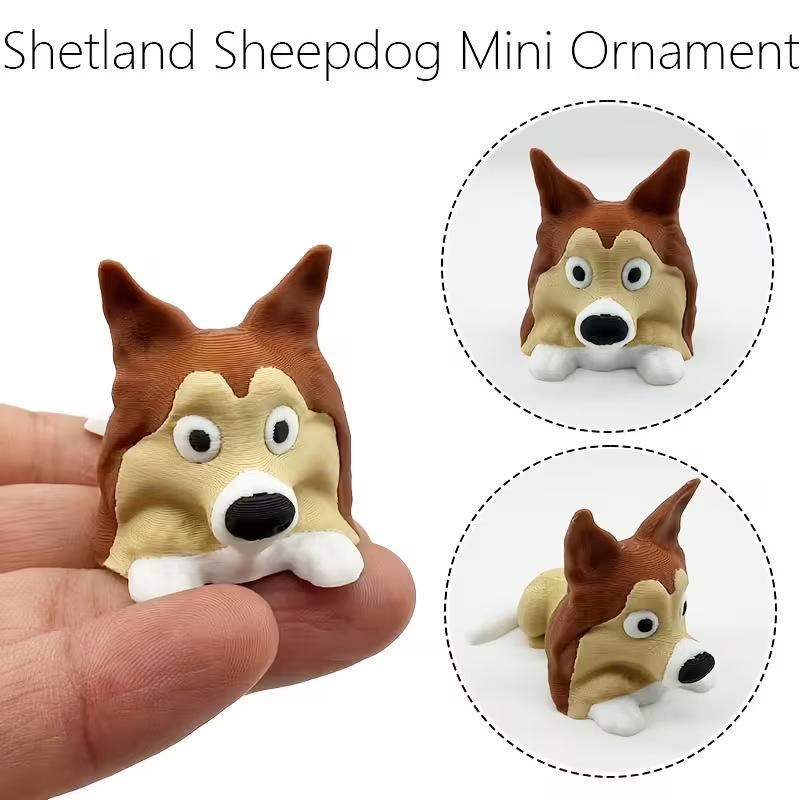 3D Printed Cute Dog Figurine Mini Desktop Ornament Pet Dog Model Decor Gift
