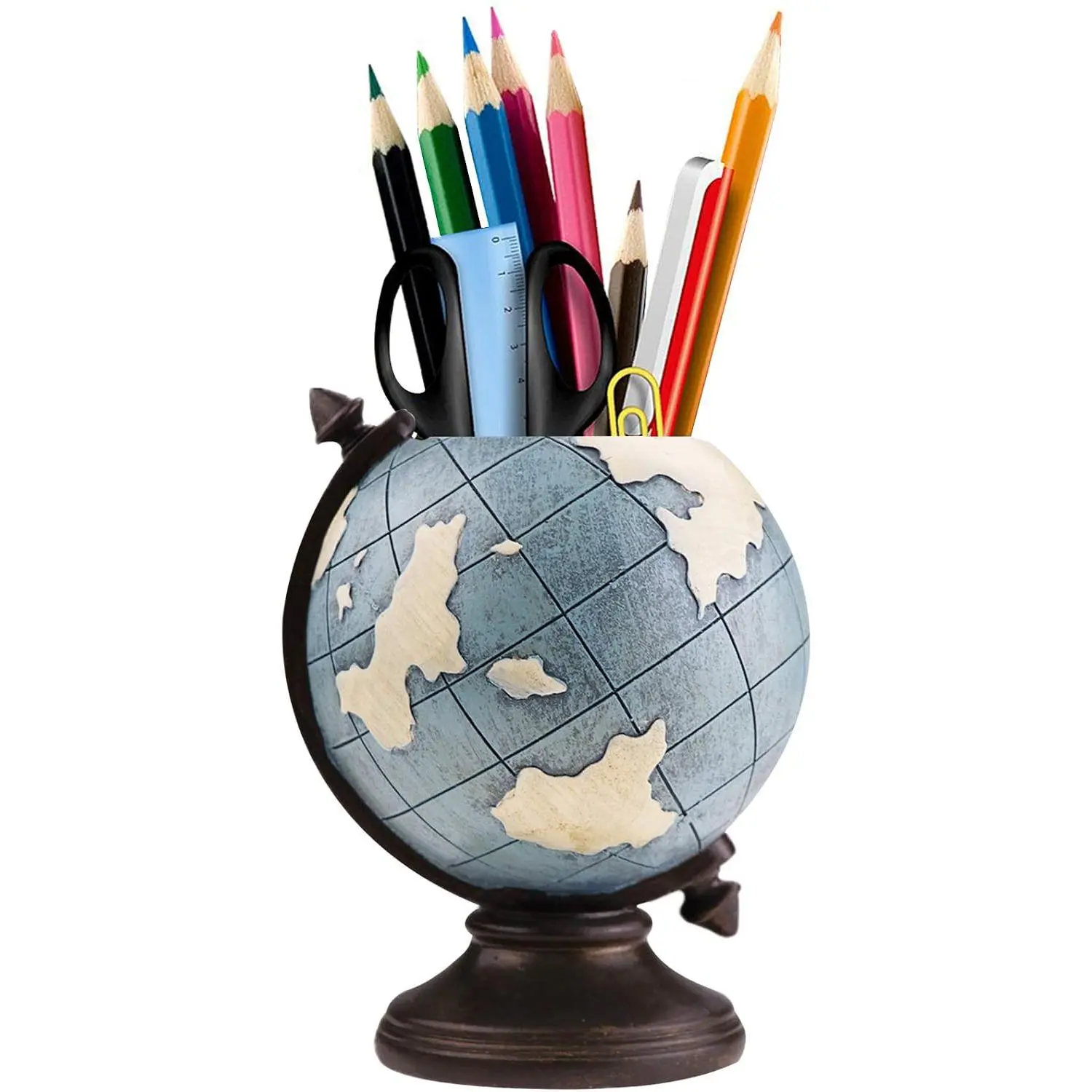 Globe Pen Pencil Holder for Desk Pen Organizer for Desk Desktop Organizer Pencil Cup Pot Desktop Accessories for  Office School