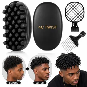 4C Twist Curl Styling 3-Piece Set for Men, Afro Curl Sponge Kit with Hair Pick, Curl Comb and Texture Comb for Defined Curls, Waves and Natural Short Hair