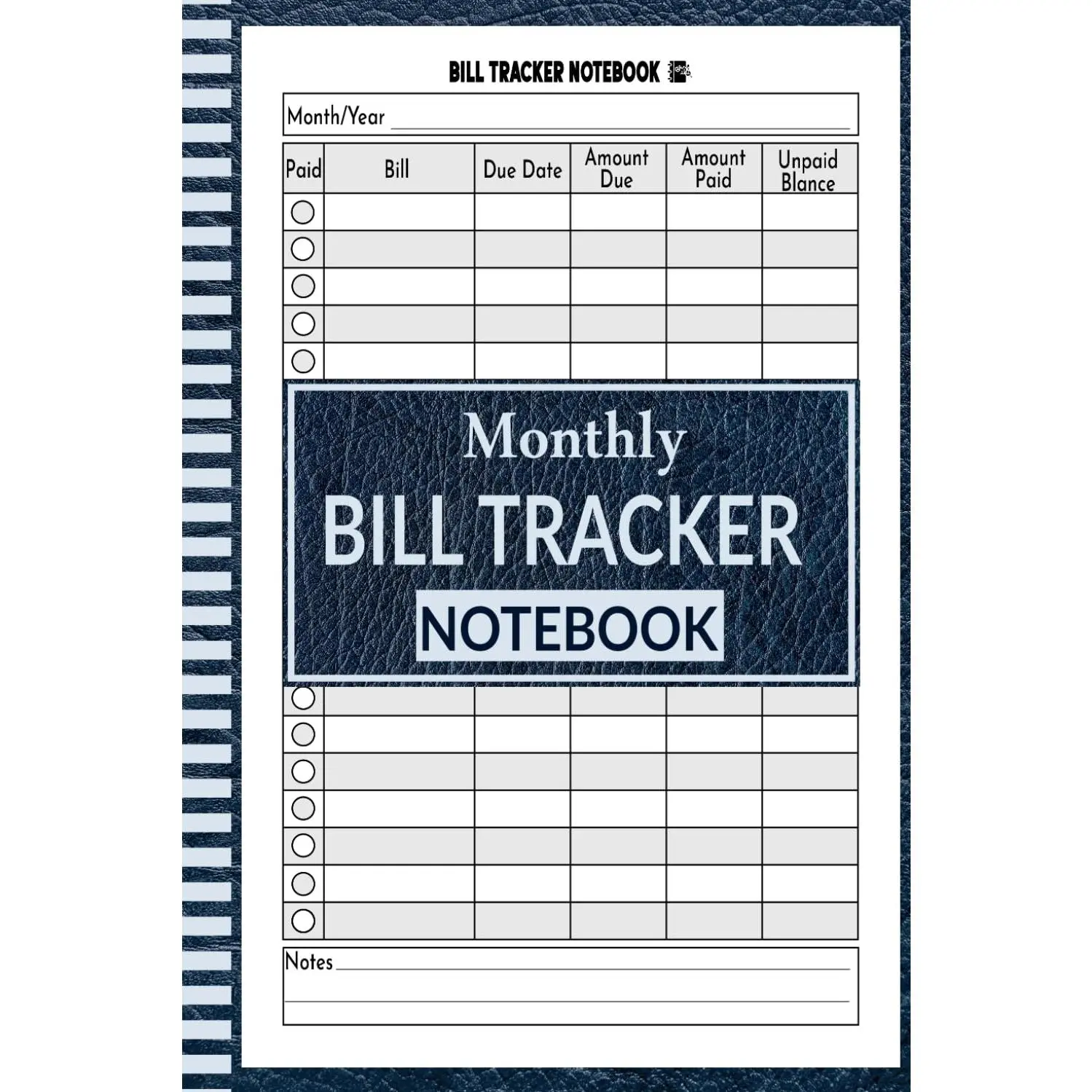 Bill  Notebook: Monthly Bills Organizer And . Bill Payments . Bill Paying Organizer Log Book. Monthly Bill Planner And Organizer. Size 6'x9'/ 110 Pages - Paperback