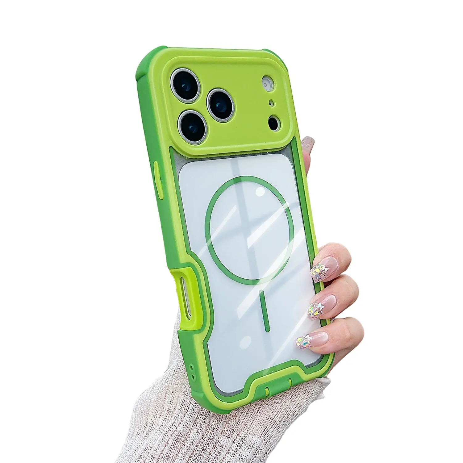 2 in 1 Color Block Magnetic Phone Case for iPhone17 Pro Max 16/5/14/13/12/11,Compatible with MagSafe,Transparent Military-Grade Shockproof Rugged Corners Protective Case