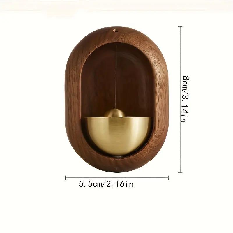 Vintage Wooden Japanese Bell, Traditional Charming Wooden Japanese Bell, Doorbell with Suction Cup, Door Hardware for Home Entrance Reminder and Decor