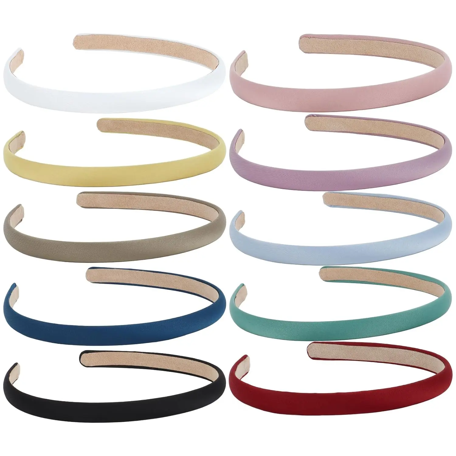 Thin Headbands for Women Non Slip 10-Pack Solid Fabric Headbands Soft Suede Lined Hairbands  Bands for Women's Hair Hair Accessories for Women & Girls ( Colors)