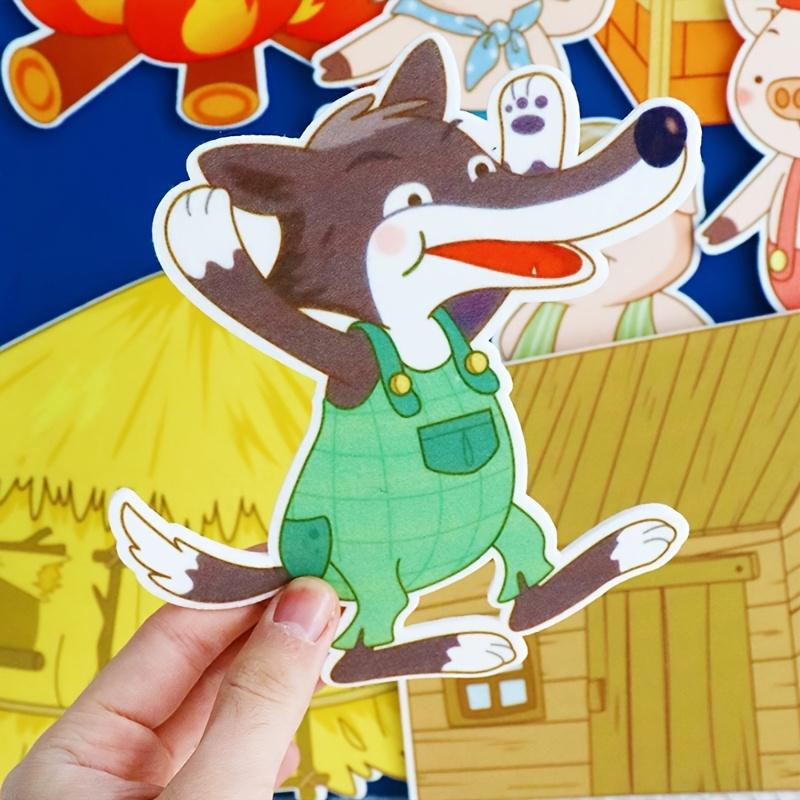 Three Little Pigs Build A House: Story-Themed Felt Teaching Aids, Role-Play Props, Interactive Classroom Supplies for Teachers, Back-to-School Teaching Tools