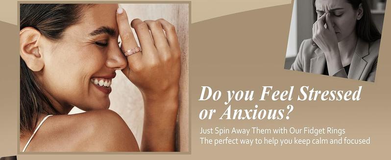 MILACOLATO 8Pcs Spinner Rings for Anxiety Relief Stainless Steel Rings for Women Men Anti Stress Band Rings Set Fidget Rings for Anxiety