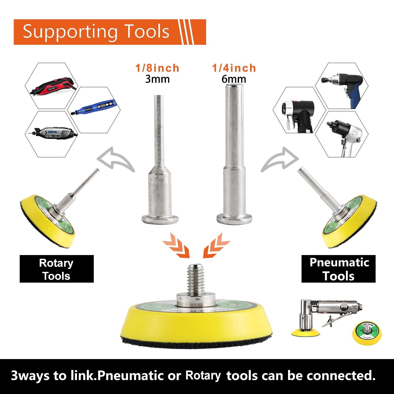 2/3 Inch Versatile Sanding Discs Pad Pack, Sanding Pads with 1/8" & 1/4" Shank Backer Plate, Abrasive & Finishing Products for Drill Sanding Grinding Rotary Tools, Power Tools