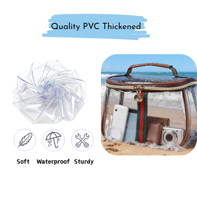 2 PACK waterproof toiletry makeup bag retro vintage style transparent cosmetic storage bag women beach bag large capacity