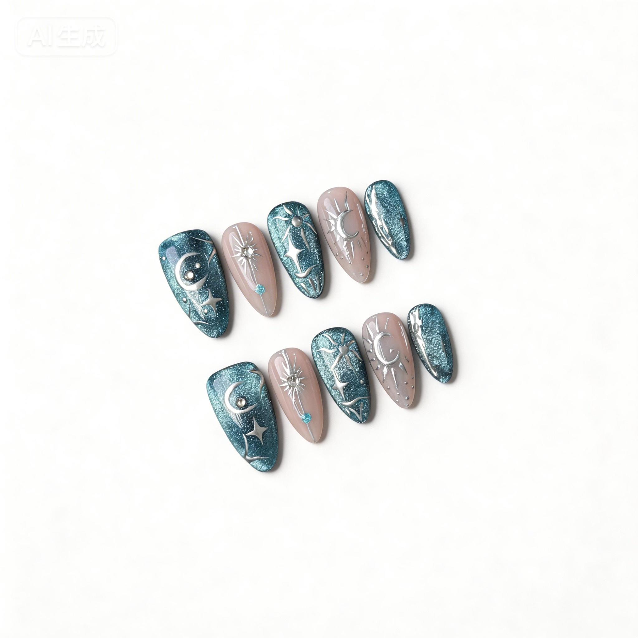 Vintage Cross Press-On Nails, Old Money Aesthetic Handmade Reusable False Nails, Luxury Cross Design Press On Manicure Set Nails for Women, Gothic Cross Nail Art