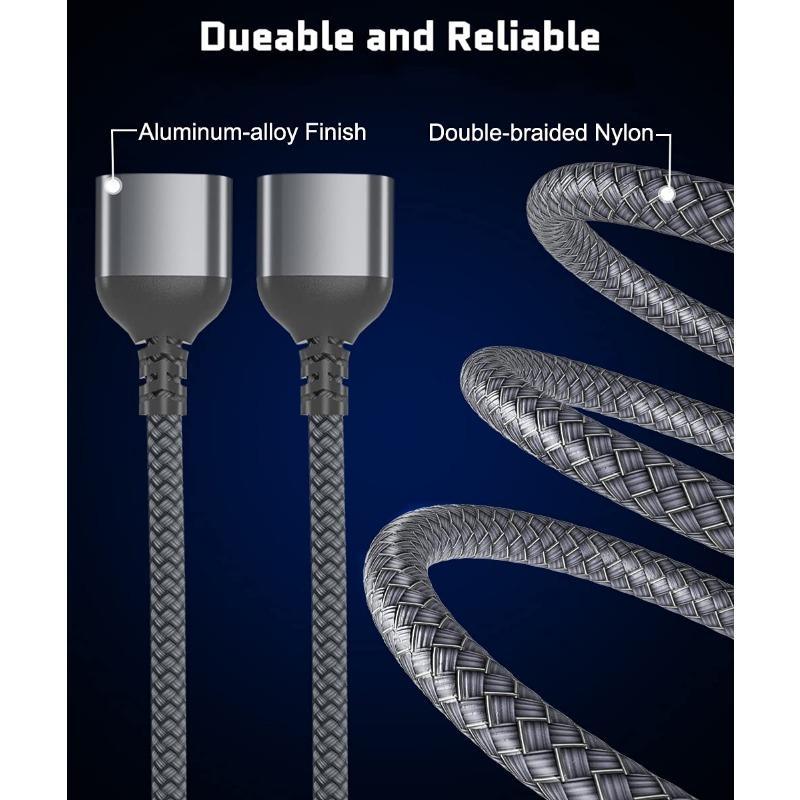 1 in 4 Out USB Splitter, USB A Male To Four Female Extension Cord Adapter, 4 Port Multi Multiport Extender HUB, Double Dual Data Power Charger Splitter