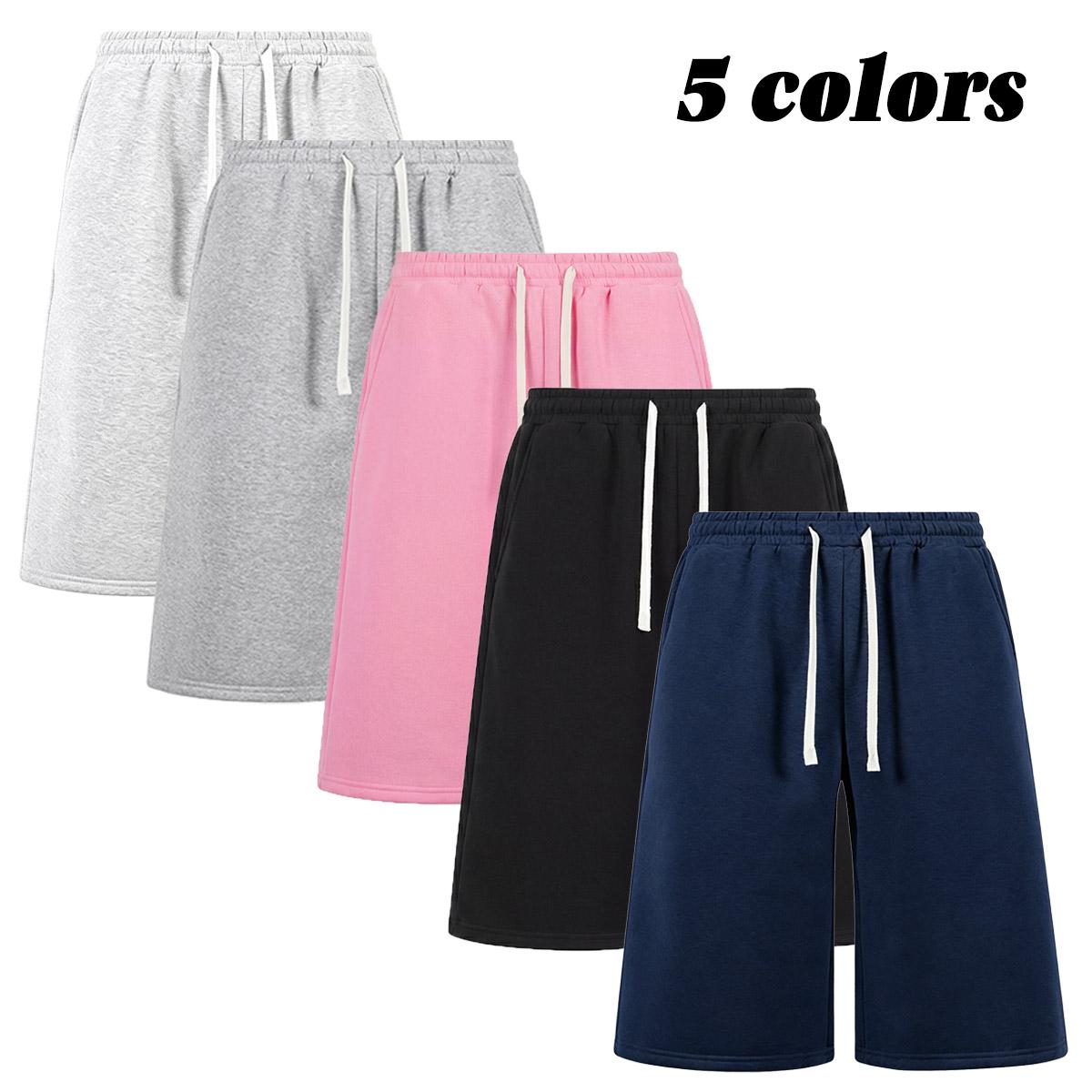 Men's Basic Solid Knit Baggy Capri Shorts - Loose-Fit 3/4 Length Menswear Pants with Drawstring, Pockets for Summer Streetwear Clothes Set, Oversize, X Type