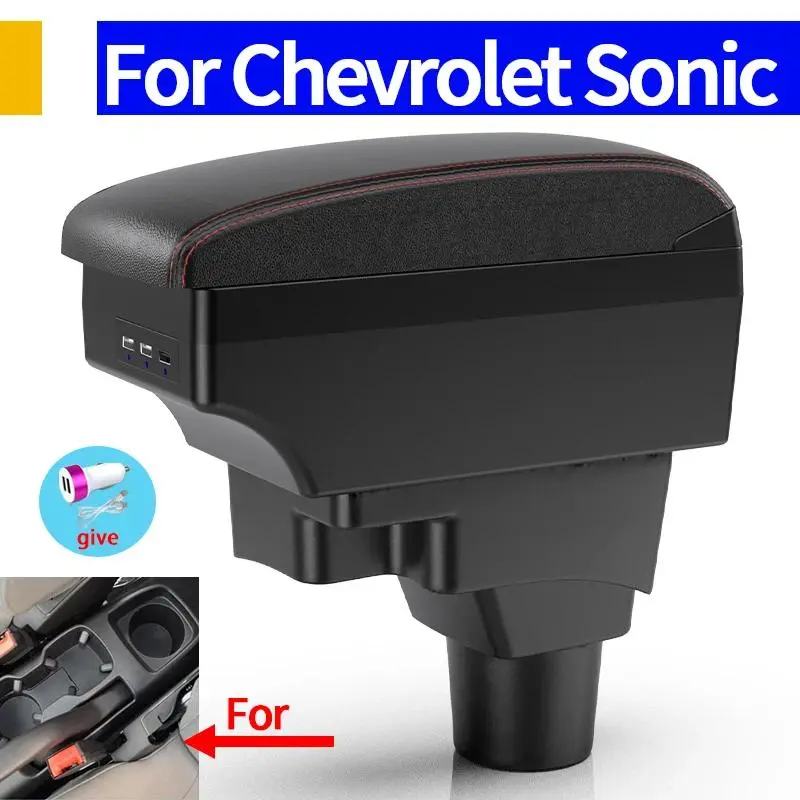 For Chevrolet Aveo Car Central Armrest Box Double Layer Storage With Cup Holder In car Storage and Organizing Supplies Vehicle Armrest Storage Box Expand Car Storage Space Car Storage Organizer