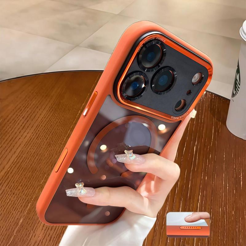 【 iPhone17 case 】Orange liquid skin sense magnetic for iphone17Pro Max 16 15  Air iPhone case silicone soft shell TPU+PC shockproof