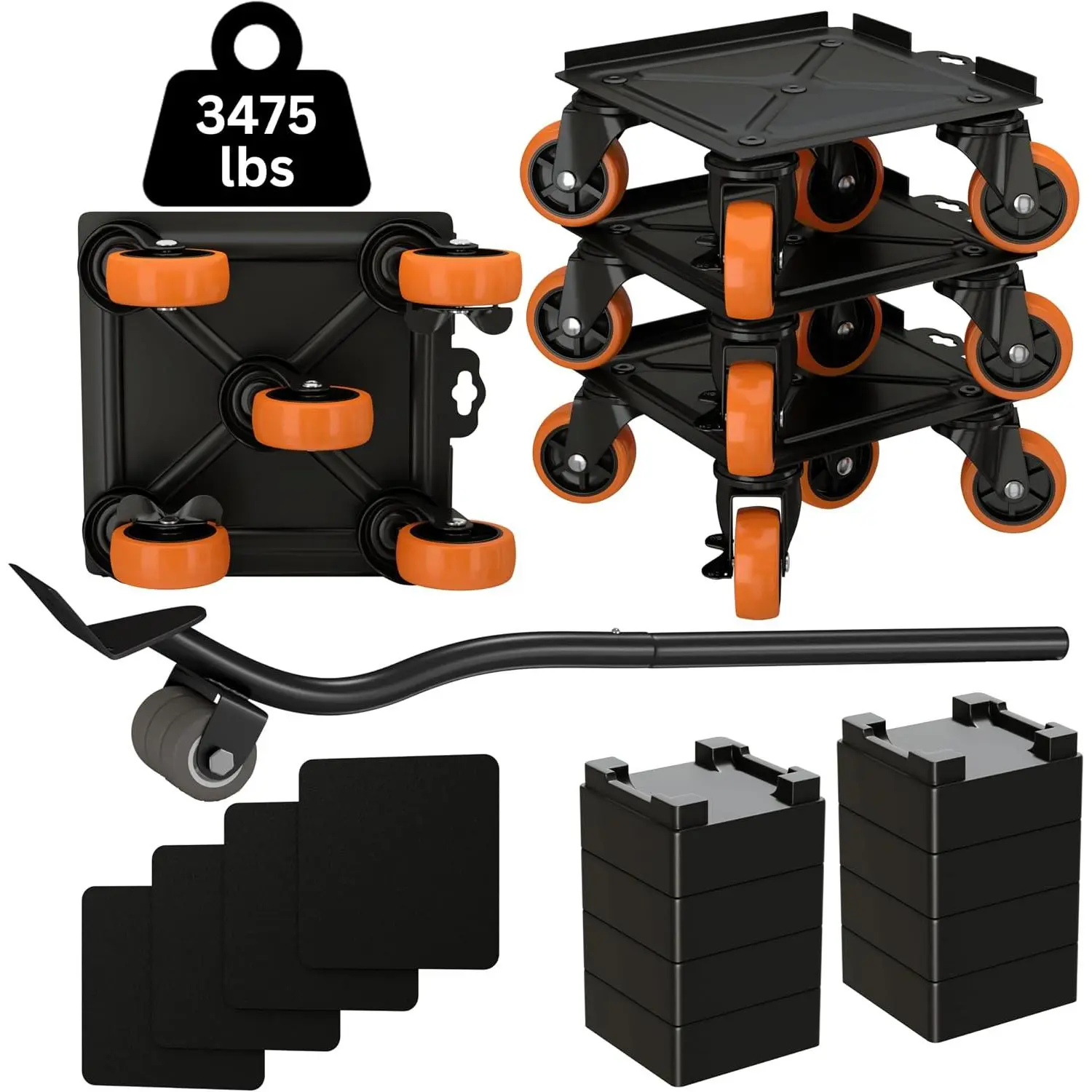 3475lbs Heavy Duty Furniture and Appliance Lifter Jack tool super  movers rollers mobile pads Sliders with wheels  coasters cart kit system set for easy lifting and moving for men and women
