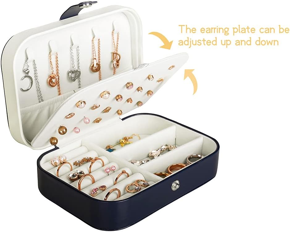 Travel Jewelry Box, PU Leather Small Jewelry Organizer for Women Girls, Portable Mini Travel Case Display Storage Holder Boxes for Stud Earrings, Rings, Necklaces, Bracelets Travel Jewelry Box, PU Leather Small Jewelry Organizer for Women Girls, Portable Mini Travel Case Display Storage Holder Boxes for Stud Earrings, Rings, Necklaces, Bracelets