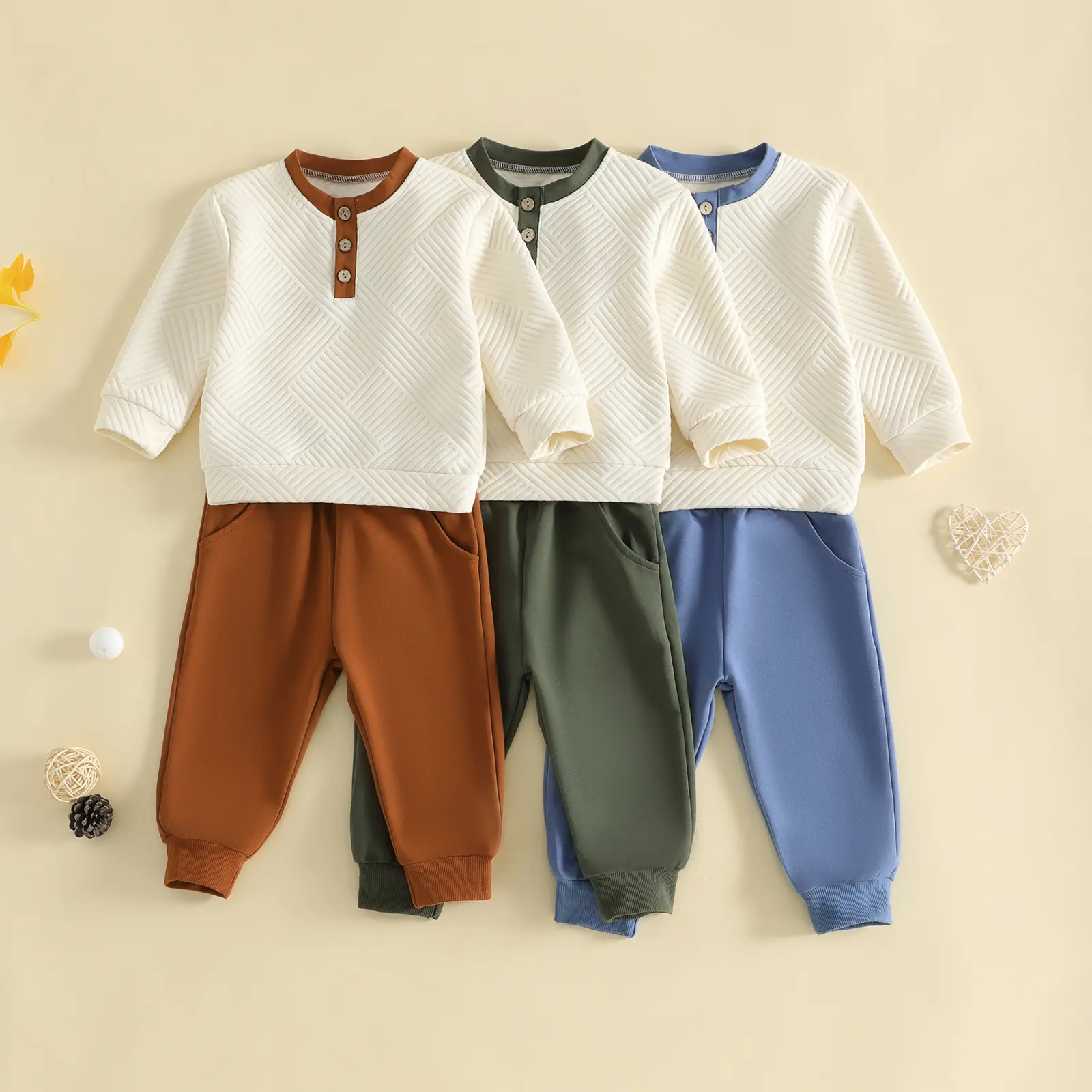 Toddler Baby Little Boys Outfits Pullover Long Sleeve Sweatshirt and Pants Set Fall Winter 1-5 Years