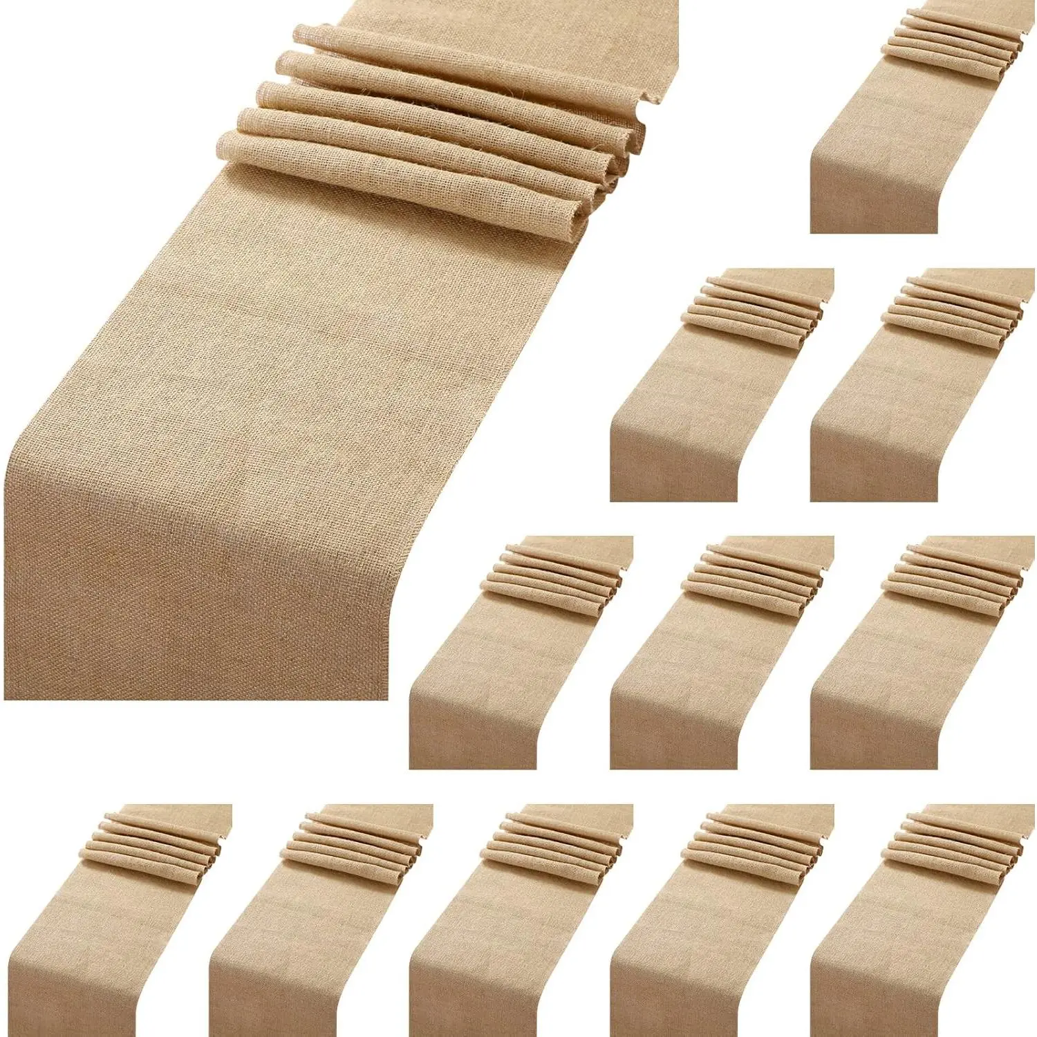12 Pack Burlap Table Runners,12 x 108 Inch Natural Jute Rustic Runners Vintage Farmhouse Country Table Decor for Wedding Engagement Birthday Party Home Dining Kitchen Decorations