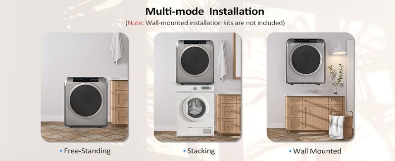 ROVSUN 13.2LB Portable Clothes Dryer, 3.5 Cu.Ft High End Front Load Tumble Laundry Dryer with LCD Touch Screen, Stainless Steel Tub for Apartment, Home, Dorm-110V, Luxury Grey Appliances