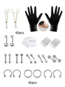 Mixed Piercing Jewelry Set, Nose Ring, Nose Stud, Eyebrow Stud, Ear Bone Stud, Lip Stud, Body Jewelry for Women & Men