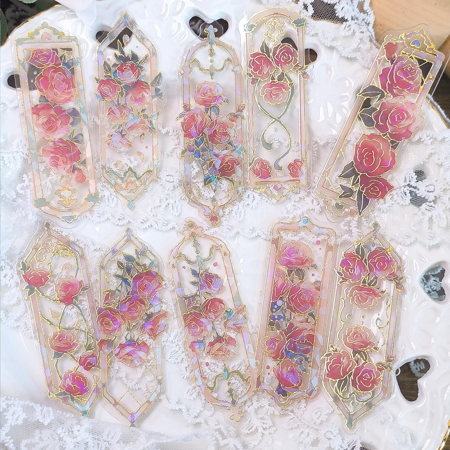 10pcs/pack Vintage Floral Pattern Bookmark, Creative Decorative Bookmark, Diy Decorative Material for Scrapbooking & Journal Making, Book Accessories