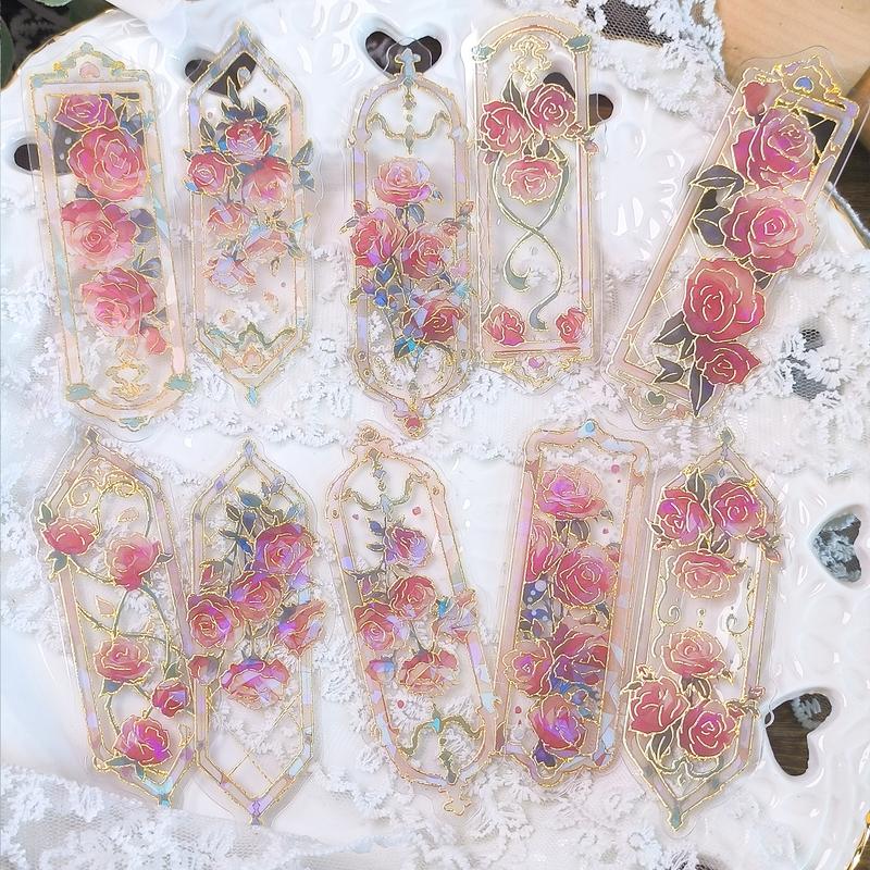 10pcs/pack Vintage Floral Pattern Bookmark, Creative Decorative Bookmark, Diy Decorative Material for Scrapbooking & Journal Making, Book Accessories
