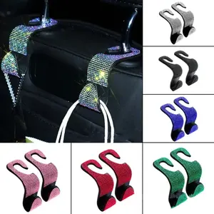 4-Pack Bling Diamond Car Hooks – Hidden Seat Back Storage Hangers, Universal Auto Organizer, Durable Sparkling Design, Girly Boujee Accessories for Girls, Space-Saving Vehicle Interior Decor