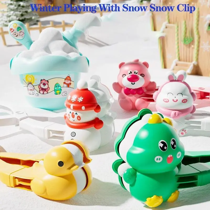Unisex Plastic Kids Outdoor Snowball Maker Clip - Rabbit Clip, Snowflake & Animal Shape Molds, Sand & Snow Tongs, Classic Novelty Sports Toys for Kids