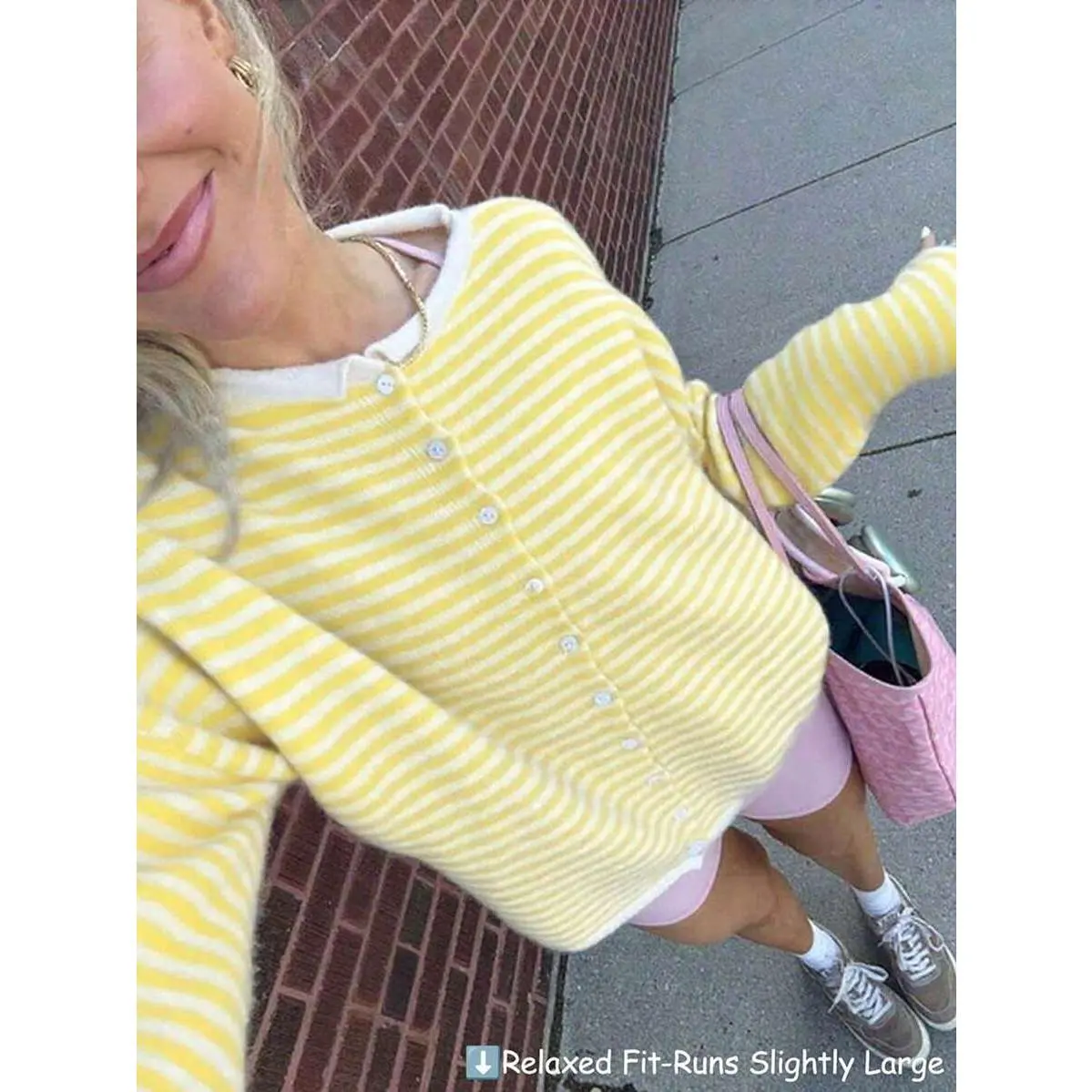 baba,aknitwear,fabric,,Vivid Style Autumn/Winter New Women's Fashion Street Loose Striped Knit Cardigan Sweater Jacket, Street Style, Airport, Christmas, Christmas Sweater, New Year