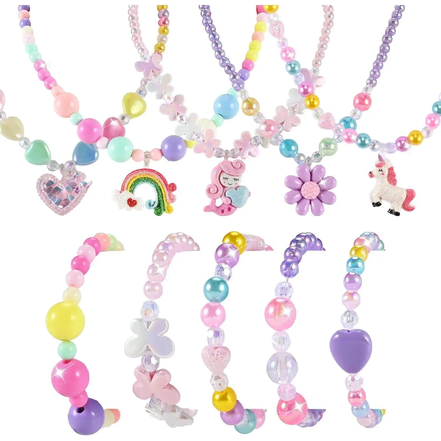 10pcs Kids Jewelry for Girls, Little Girls Jewelry Necklace for Girl