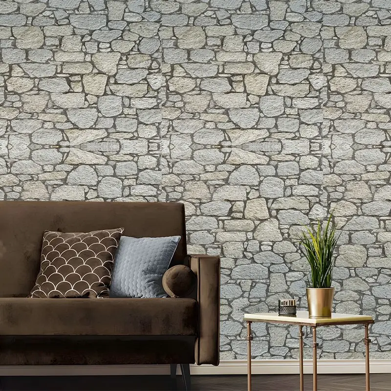 Cottagecore Style Black Stone Wall Peel And Stick Wallpaper, Minimalist Aesthetic Design Removable Self Adhesive,No Residue Easy Install Contact Paper For Family Friends Colleagues Bedroom Furniture Kitchen Bathroom Multi Home Decor